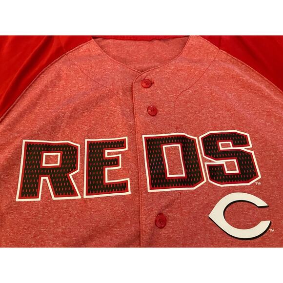 Genuine Merchandise True Fan Cincinnati Reds Baseball Button Jersey | Size Large - Picture 10 of 11